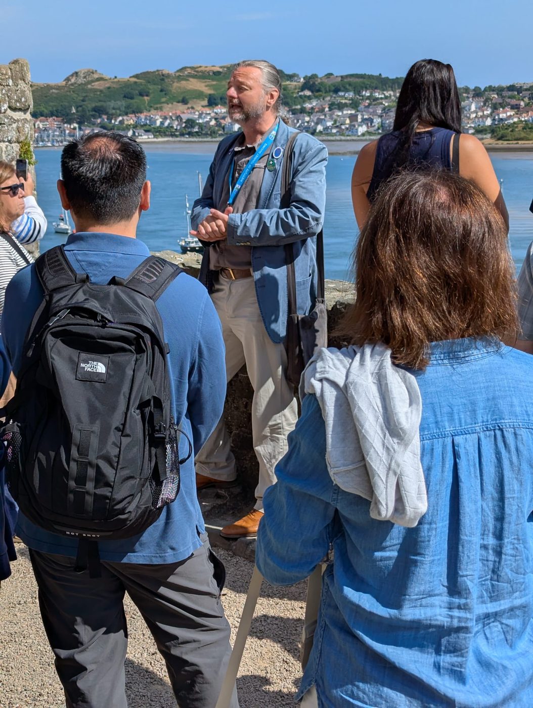 David Appleyard speaking with visitors at Conwy Castle
